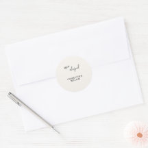 Calcomanía de boda minimalista de lujo en crema