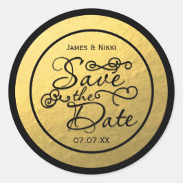 Calcomanía de boda SAVE THE DATE con lámina dorada