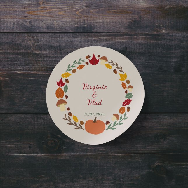 Calcomanía de boda y corona de otoño (Fall Wedding Sticker)