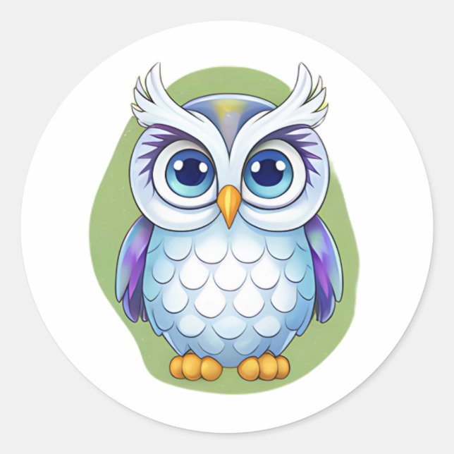 Calcomanía de búho adorable – Diseño de dibujos an (Anverso)