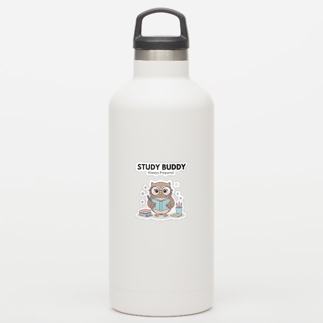 Calcomanía de búho de estudio: adorable compañero  (Botella de agua)