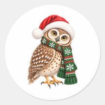 Calcomanía de búho de Navidad