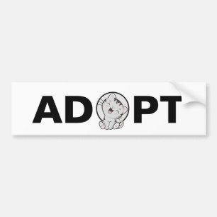 Calcomanía de bumper Adoptar gato lindo