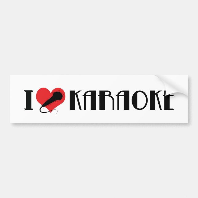 Calcomanía de bumper Me encanta el karaoke (Frente)