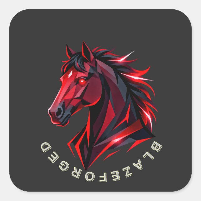 Calcomanía de Caballo Rojo BlazeForge (Anverso)
