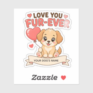 Calcomanía de cachorro personalizada Te amo por si
