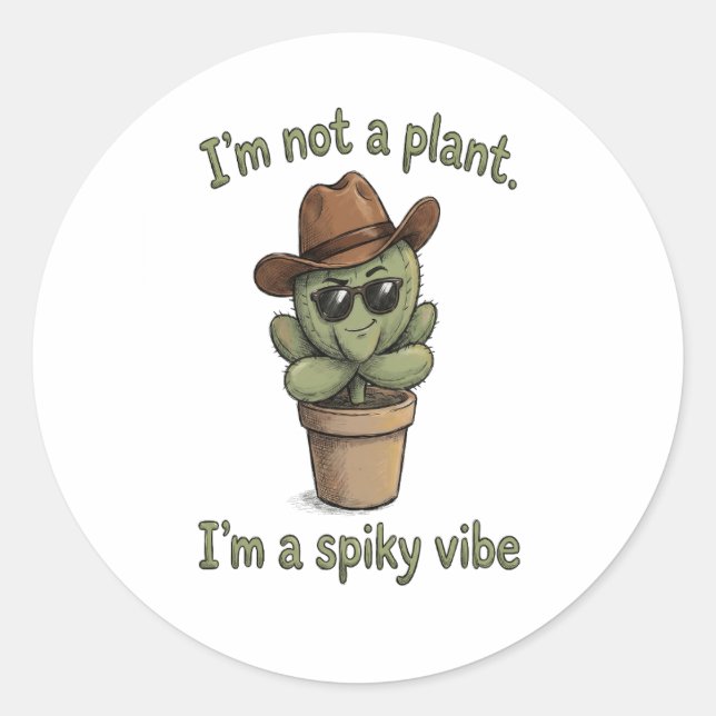 Calcomanía de Cactus Spiky Vibe - Amante de las Pl (Anverso)
