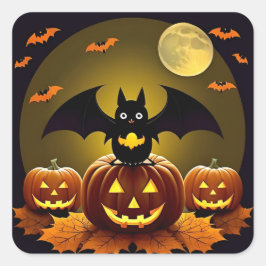 Calcomanía de calabaza de murciélago de Halloween