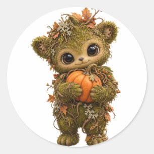 Calcomanía de calabaza de oso de musgo lindo