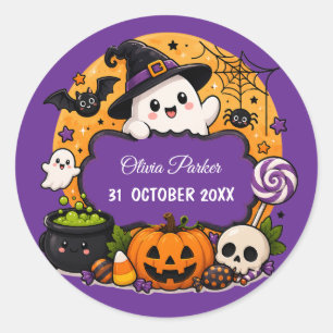Calcomanía de calabaza fantasma espeluznante perso