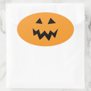 Calcomanía de calabaza naranja ovalada de Hallowee