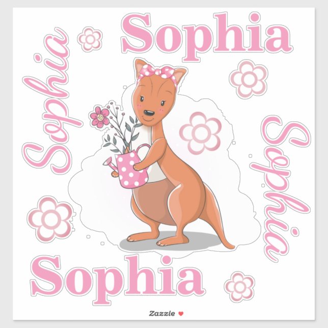 Calcomanía de canguro, margaritas y yo (Hoja)