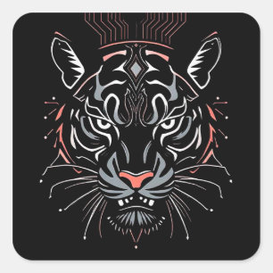 🐅 Calcomanía de cara de tigre geométrico para lap