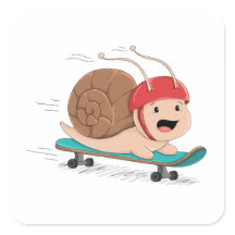 Calcomanía de caracol haciendo skateboarding de di