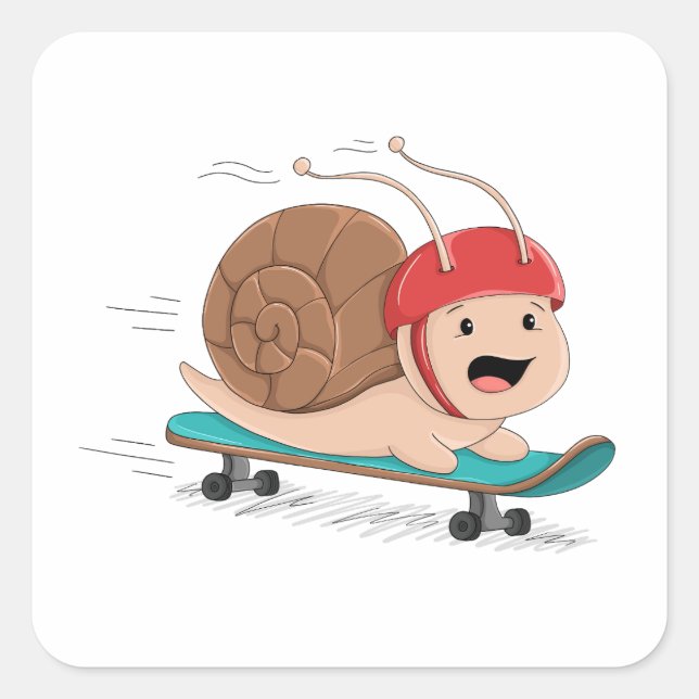 Calcomanía de caracol haciendo skateboarding de di (Anverso)