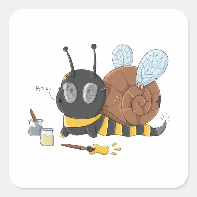 Calcomanía de Caracol Ocupado como una Abeja (Anverso)