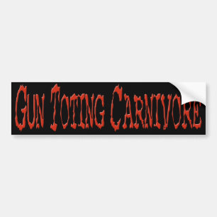 Calcomanía de Carnívoro Armado de Pistola Rojo