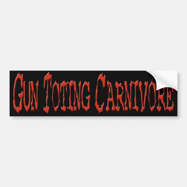 Calcomanía de Carnívoro Armado de Pistola Rojo (Frente)