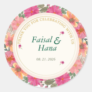 Calcomanía de celebración de agradecimiento floral