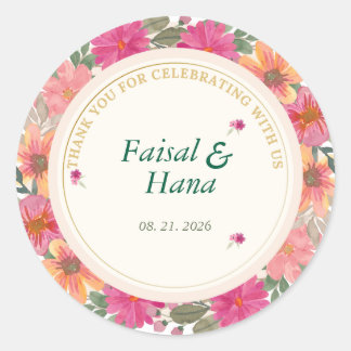 Calcomanía de celebración de agradecimiento floral