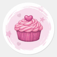 Calcomanía de celebración de pastelito rosa