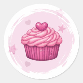 Calcomanía de celebración de pastelito rosa