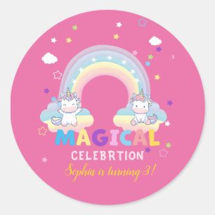 Calcomanía de celebración de unicornio rosa