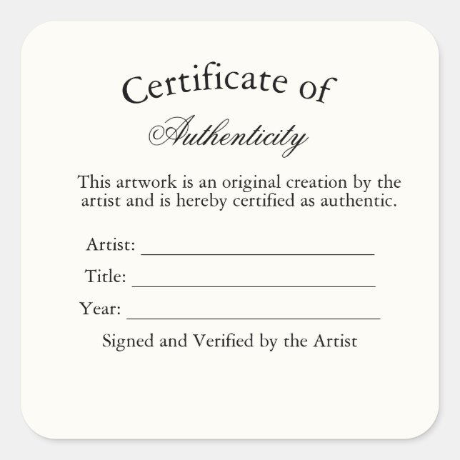 Calcomanía de Certificado de Autenticidad de Lujo  (Anverso)