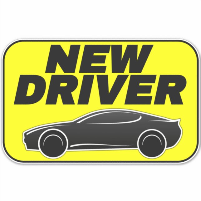 Calcomanía de Coche Amarillo Moderno (Conductor No (Anverso)