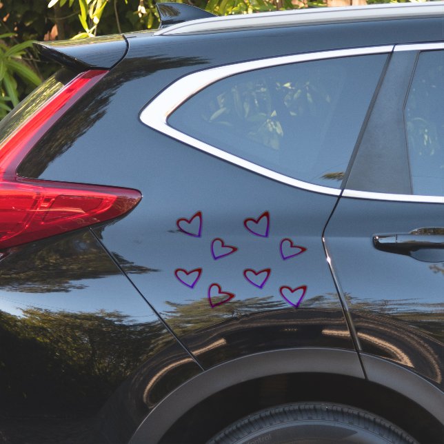 Calcomanía de coche con corazones flotantes de arc (Lado del coche)