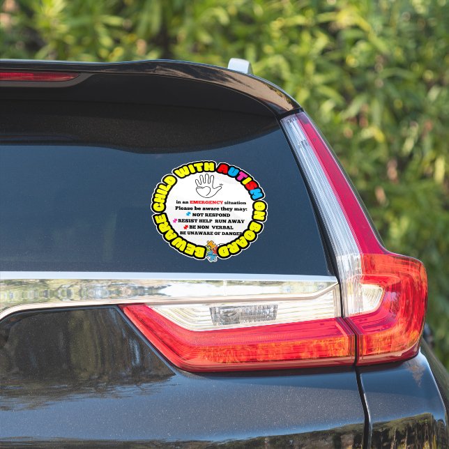 Calcomanía de coche con niño con autismo a bordo (Lado del coche)