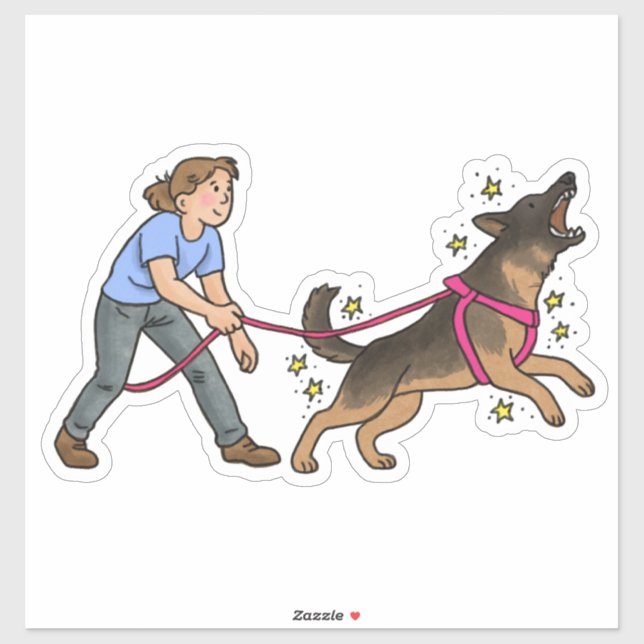 Calcomanía de coche de trabajo de mordida de perro (Hoja)