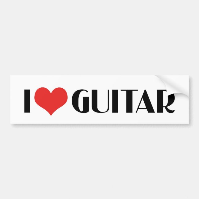 Calcomanía de coche Me encanta la guitarra (Frente)