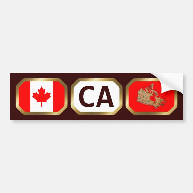 Calcomanía de código de mapa de bandera de Canadá (Frente)