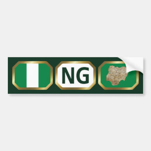 Calcomanía de código de mapa de bandera de Nigeria