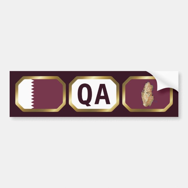 Calcomanía de código de mapa de bandera de Qatar (Frente)