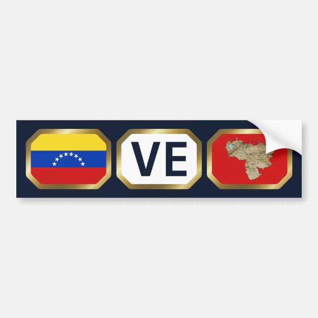 Calcomanía de código de mapa de bandera de Venezue (Frente)