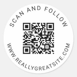 Calcomanía de código QR redondo clásico minimalist