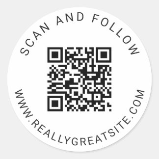 Calcomanía de código QR redondo clásico minimalist