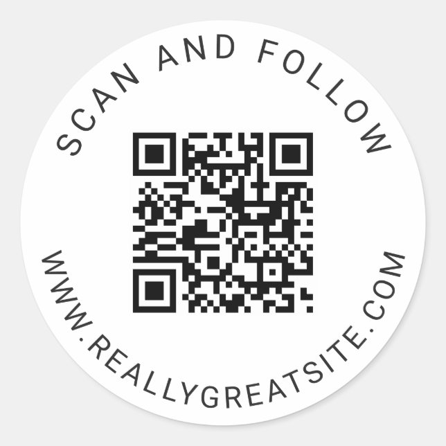 Calcomanía de código QR redondo clásico minimalist (Anverso)