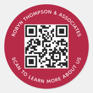 Calcomanía de código QR rojo oscuro personalizada