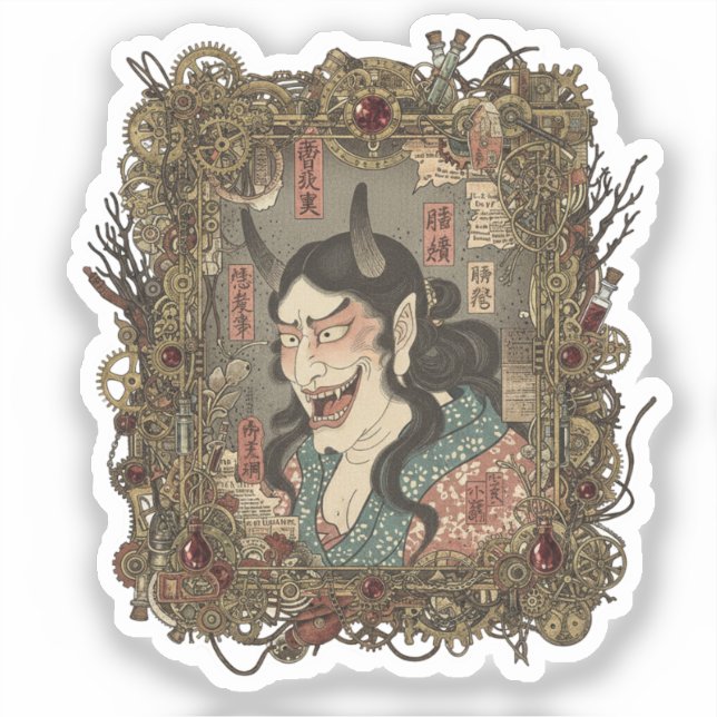 Calcomanía de Collage Japonés Gótico Vintage (Anverso)
