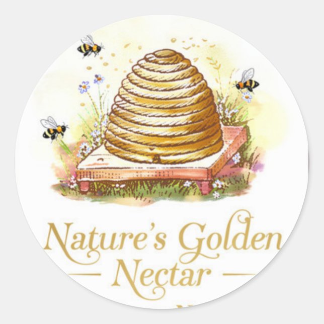 Calcomanía de colmena de abeja melífera vintage -  (Anverso)
