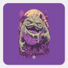 Calcomanía de Cómic Oscuro de Monstruo de Cuerno P