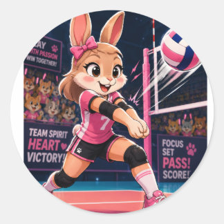 CALCOMANÍA DE CONEJITA DE VOLEIBOL ADORABLE