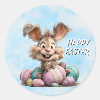 Calcomanía de conejo de Pascua feliz