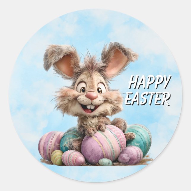 Calcomanía de conejo de Pascua feliz (Anverso)