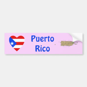 Calcomanía de corazón con bandera de Puerto Rico +