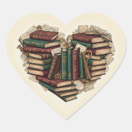 Calcomanía de Corazón de Libro | Bibliophile Vinta