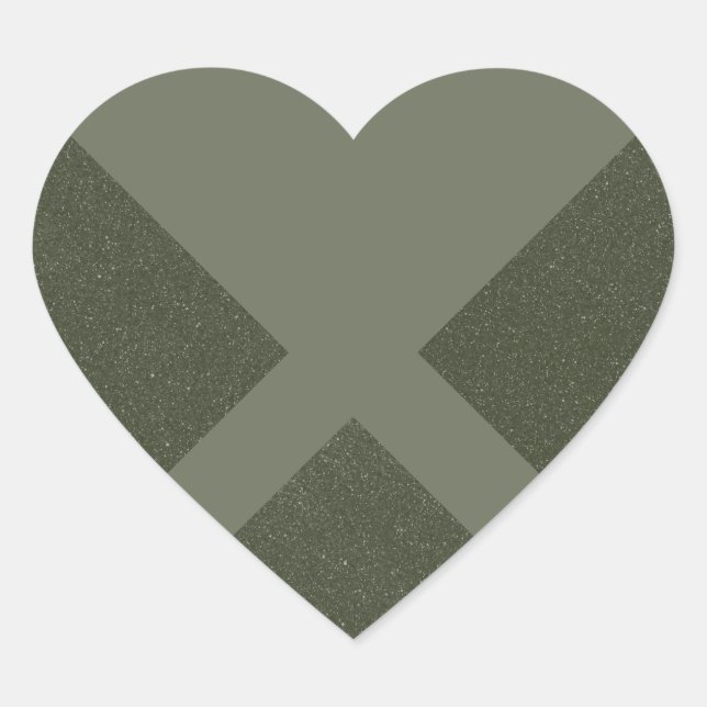 Calcomanía de corazón partido verde musgo (Anverso)